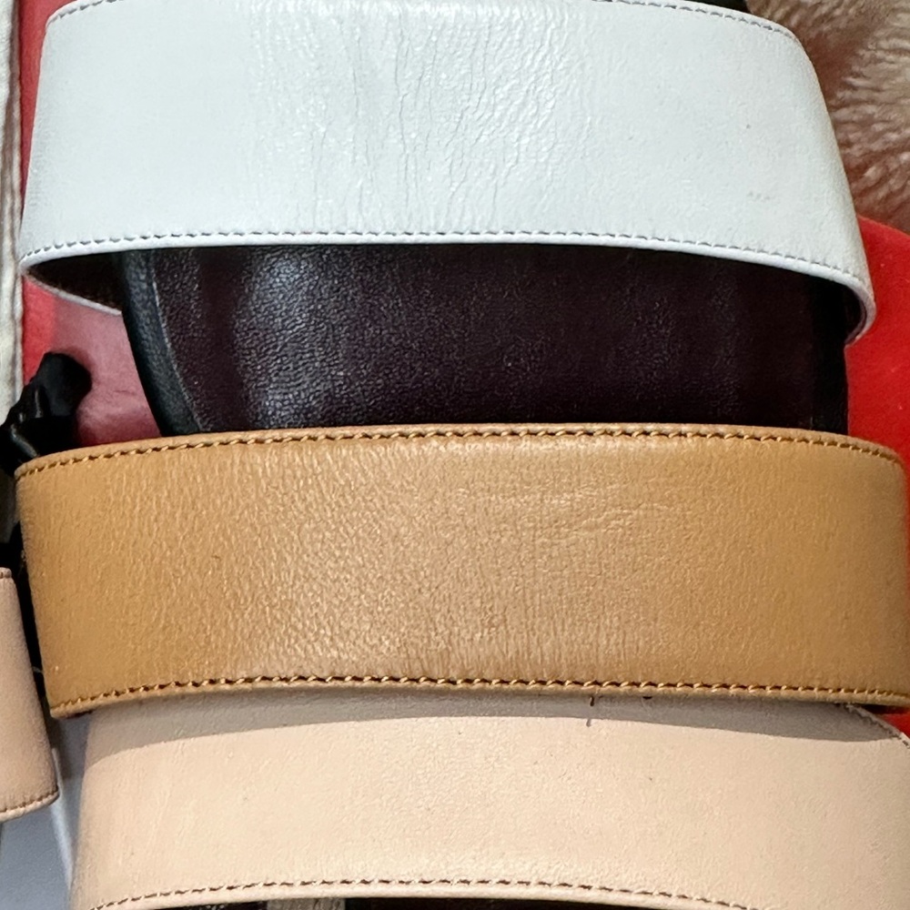 Staud Mona Colorblock Leather Slides - Picture 2 of 7